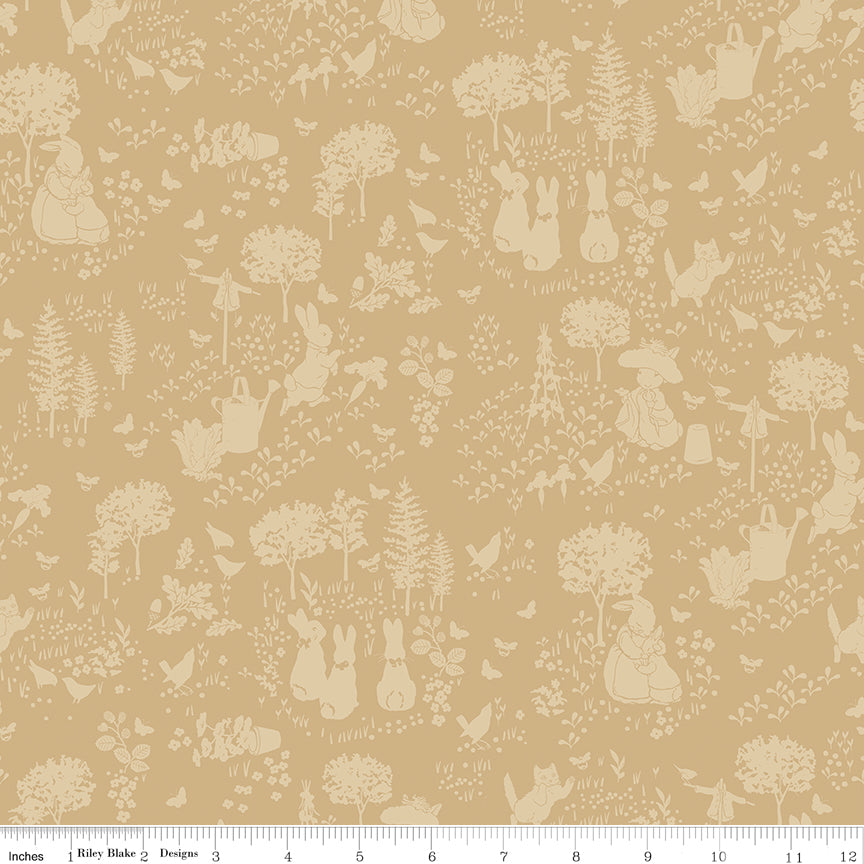Peter Rabbit and Benjamin Bunny - Tonal Garden Tan #17251