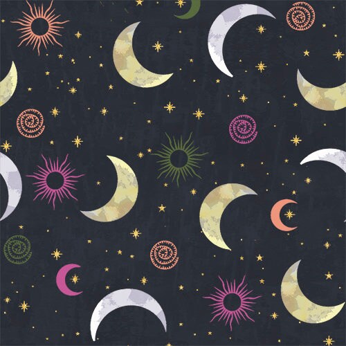 Moonlight - Metallic Suns & Moons on Black - #18711