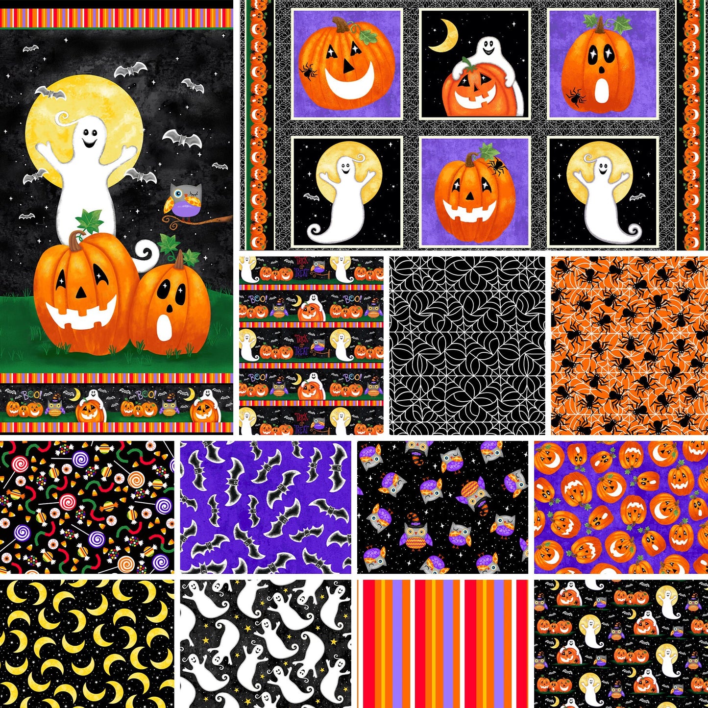 Spooky Friends Repeat Blocks (6 per panel) Glow in the Dark!