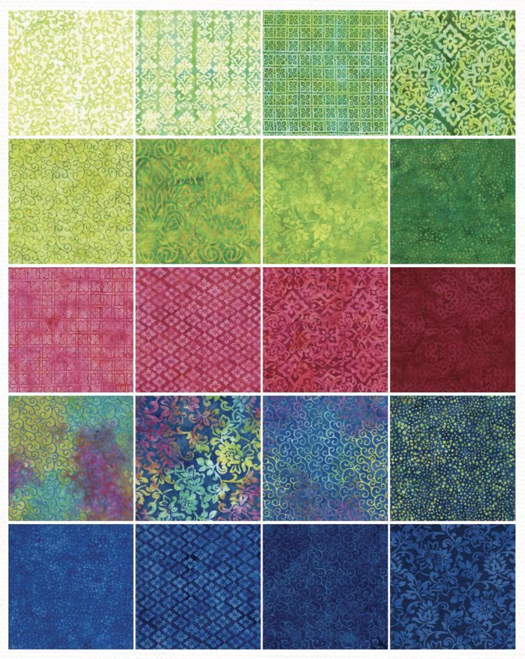 Ornate Gems Batik 2 1/2" Strips Bundle of 40 from Island Batik