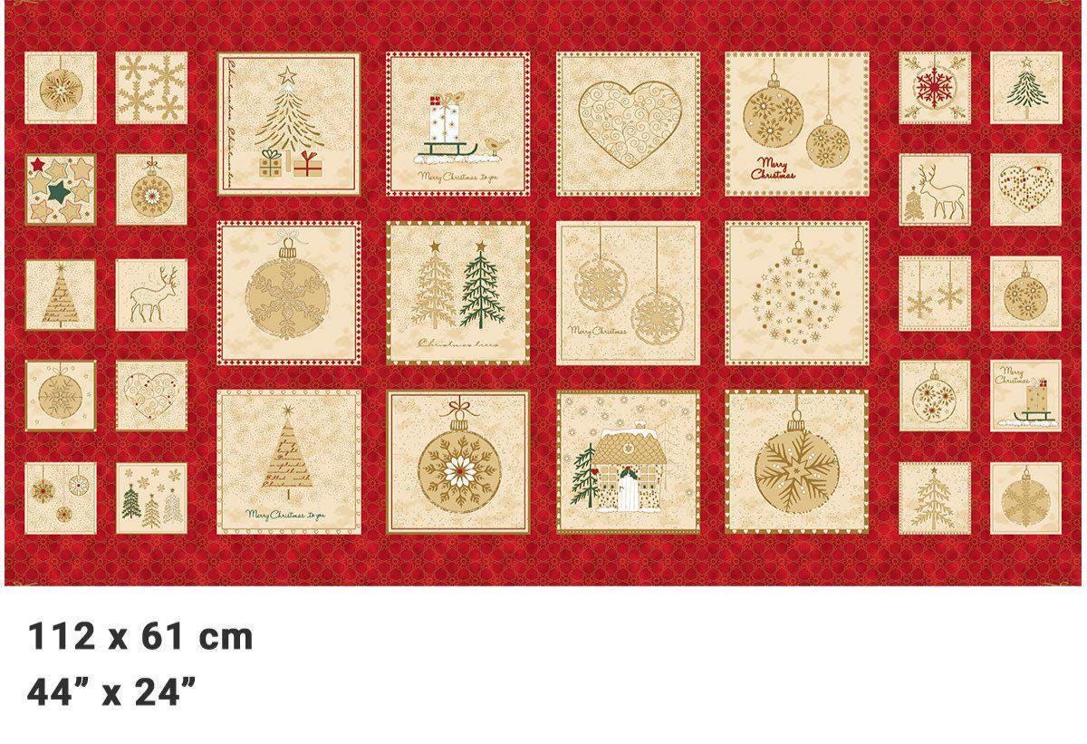 Frosty Snowflakes - Stof - 24" Block Panel (Red) - #4595-483
