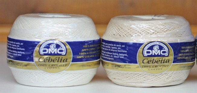 DMC Cebelia Threads - white, ecru, cream, snow white and 3 different weights of each