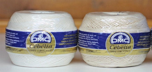 DMC Cebelia Threads - white, ecru, cream, snow white and 3 different weights of each
