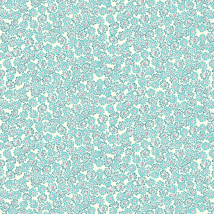 Nana Mae V - Aqua Spaced Small Floral - #9691-62