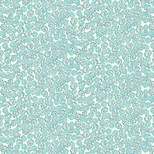 Nana Mae V - Aqua Spaced Small Floral - #9691-62
