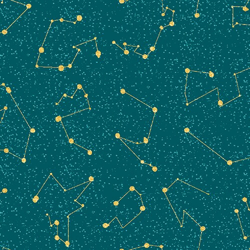 Moonlight - Metallic Constellations on Teal - #18706