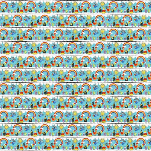 Noah's Story - Novelty Stripe on Blue - #9458-11