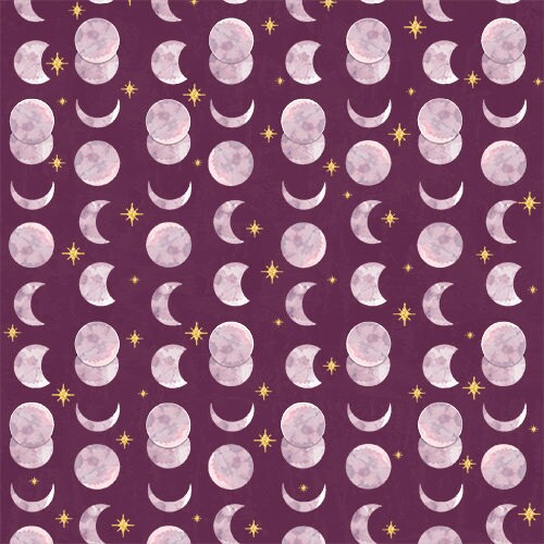 Moonlight - Metallic Moons on Purple - #18705