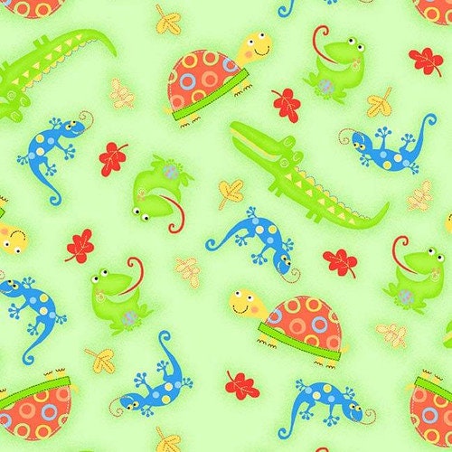Comfy Flannel - Tossed Alligators, Lizards, Turtles - #1028-66