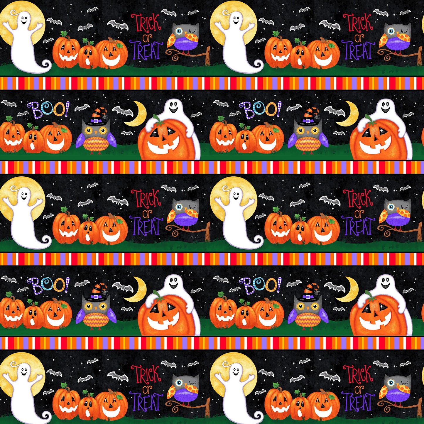 Spooky Friends Collection - Border Stripe print