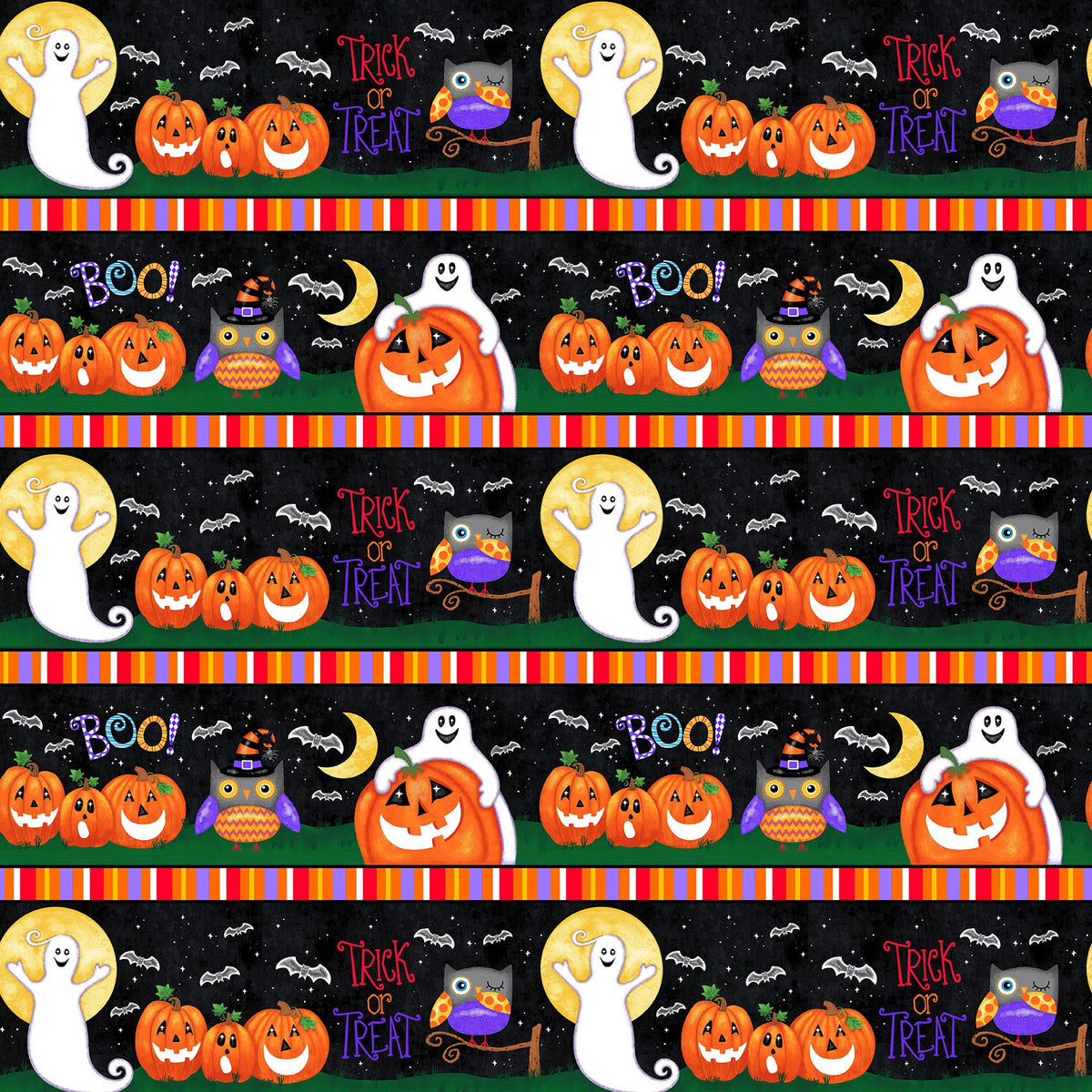 Spooky Friends Collection - Border Stripe print
