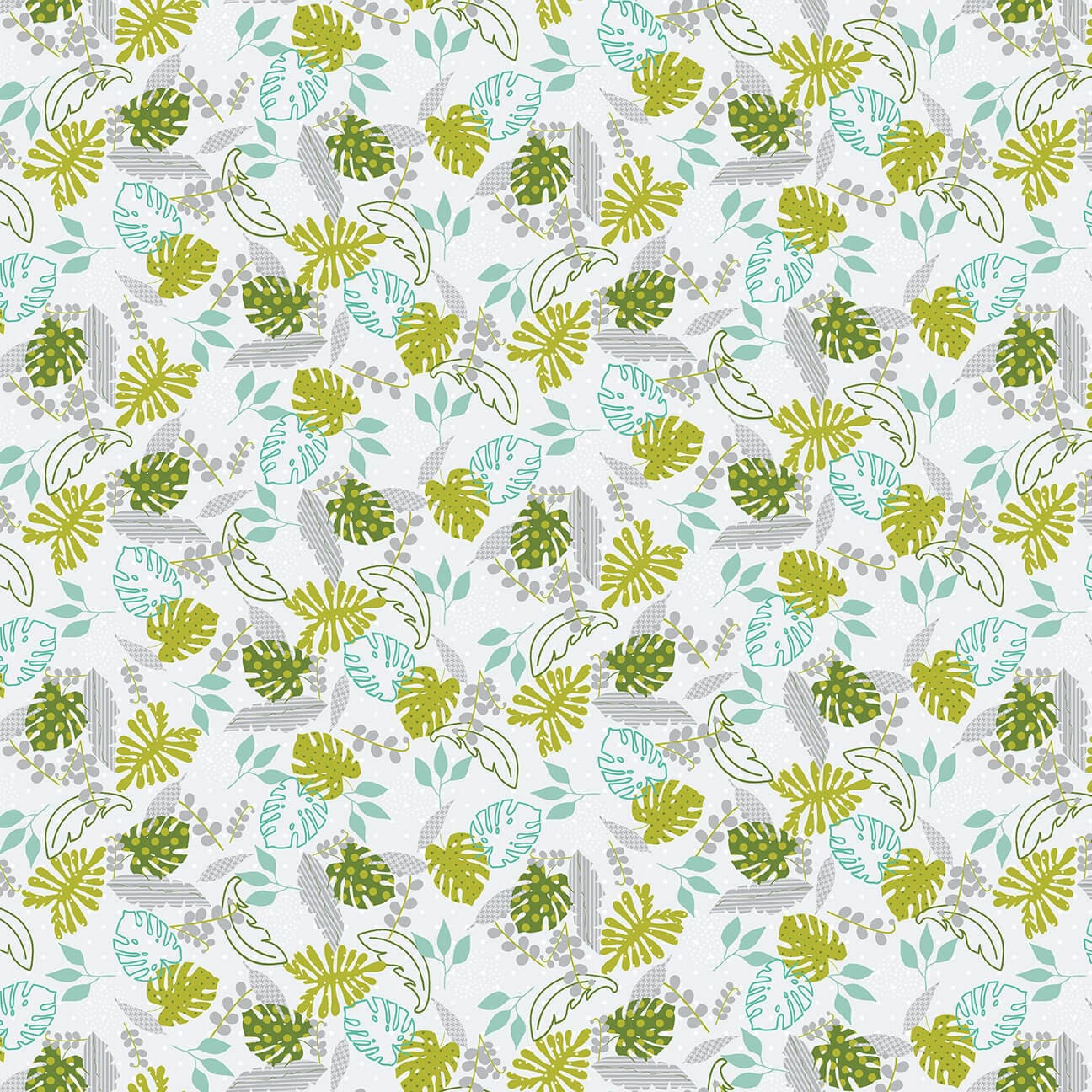 Born To Roar - Tropical Leaf Light Gray - #580-91