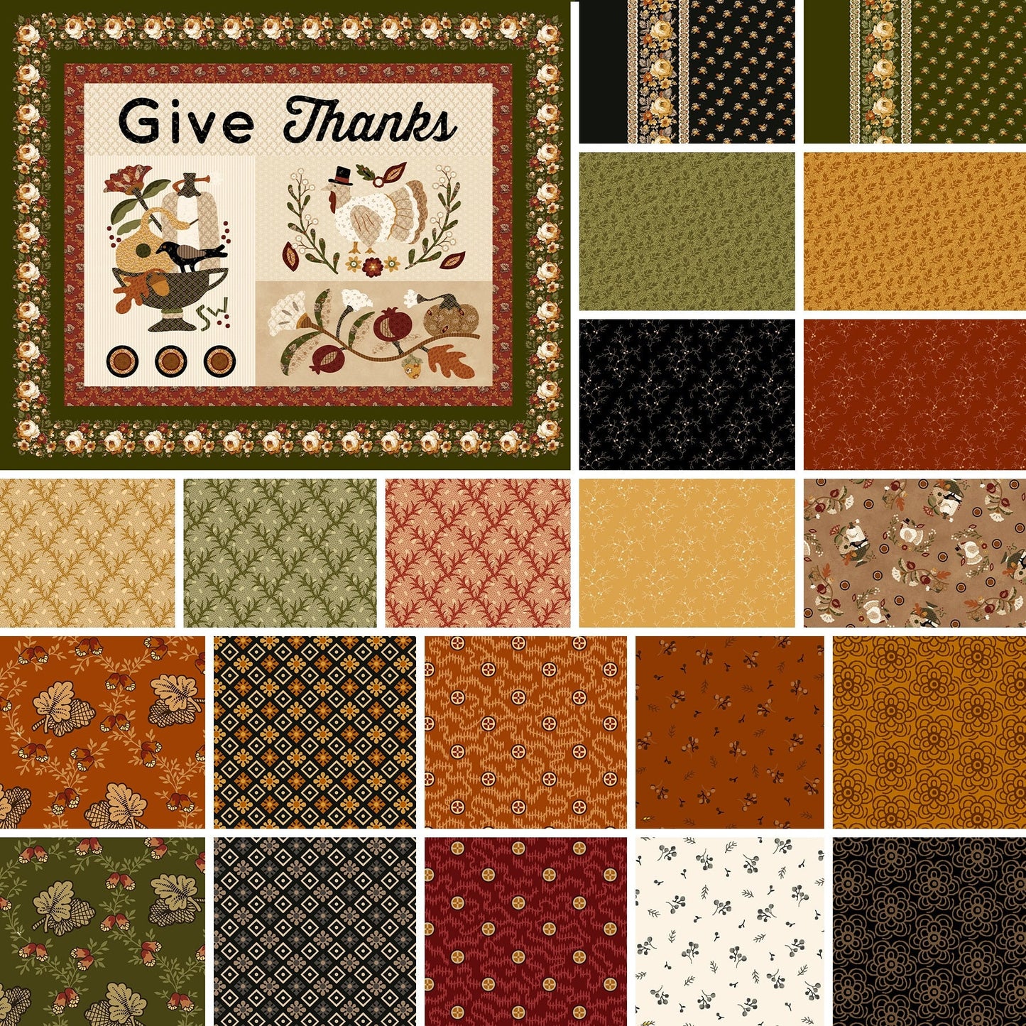 Autumn Spice - Green Tossed Sprigs - #3085-66