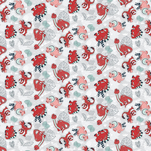Born To Roar - Pink and Red Dino Light Gray - #582-91