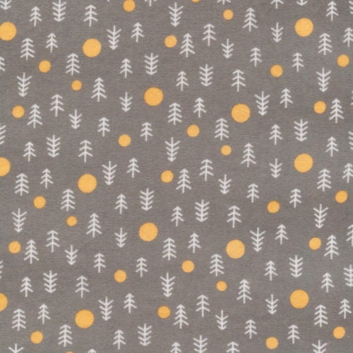 Winter Forest- Trees on Gray Organic Flannel