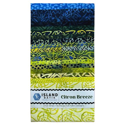 Citron Breeze Batik 2 1/2" Strips Bundle of 40 from Island Batik