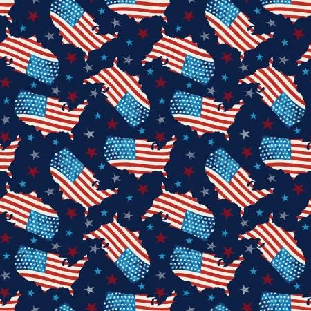 Liberty for All - Tossed USA Map Blue - #655-78