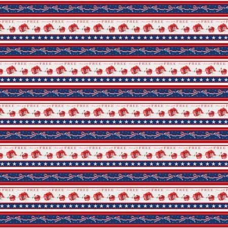 Liberty for All - Border Stripe Red/Blue - #657-87