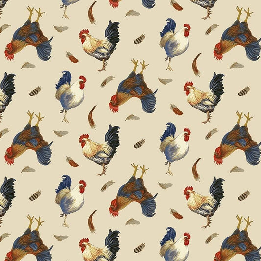 The Chicken Club - Tossed Roosters & Chickens cream/multi