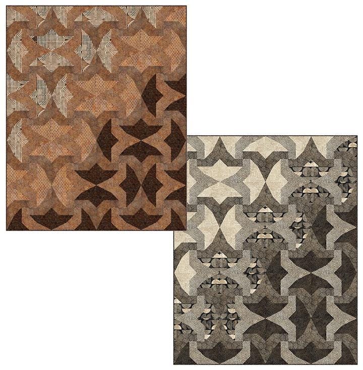 Transcend Quilt Pattern- (featuring Retro Vibes Fabric Collection-choice of browns or slate)