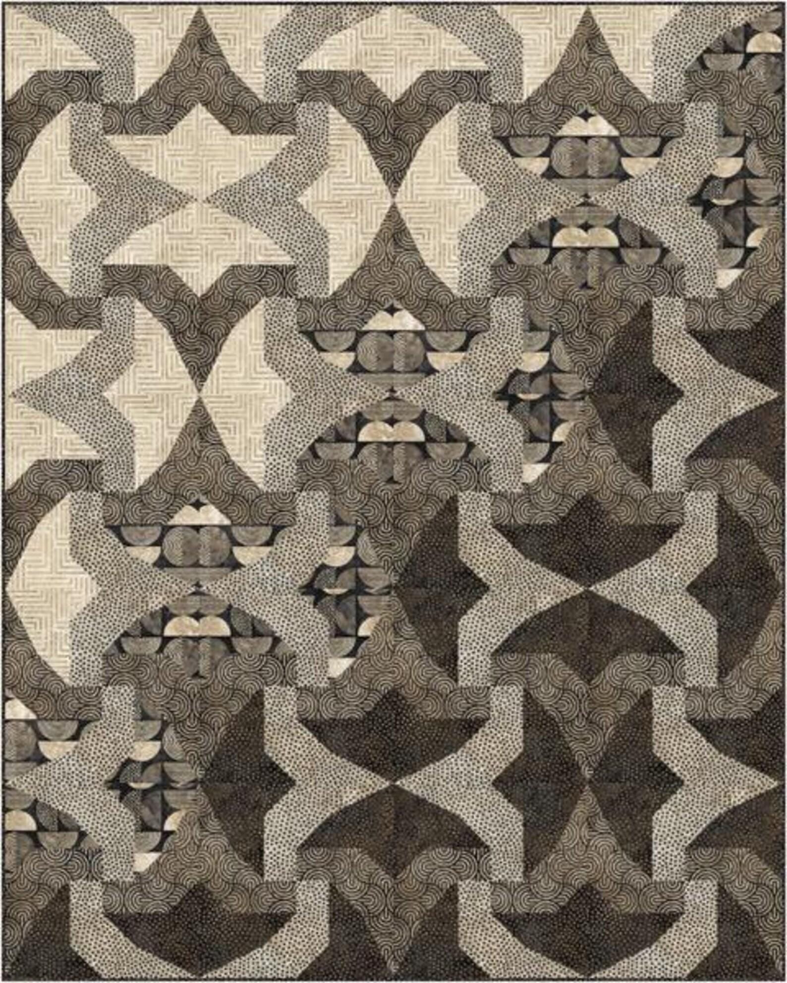 Transcend Quilt Pattern- (featuring Retro Vibes Fabric Collection-choice of browns or slate)