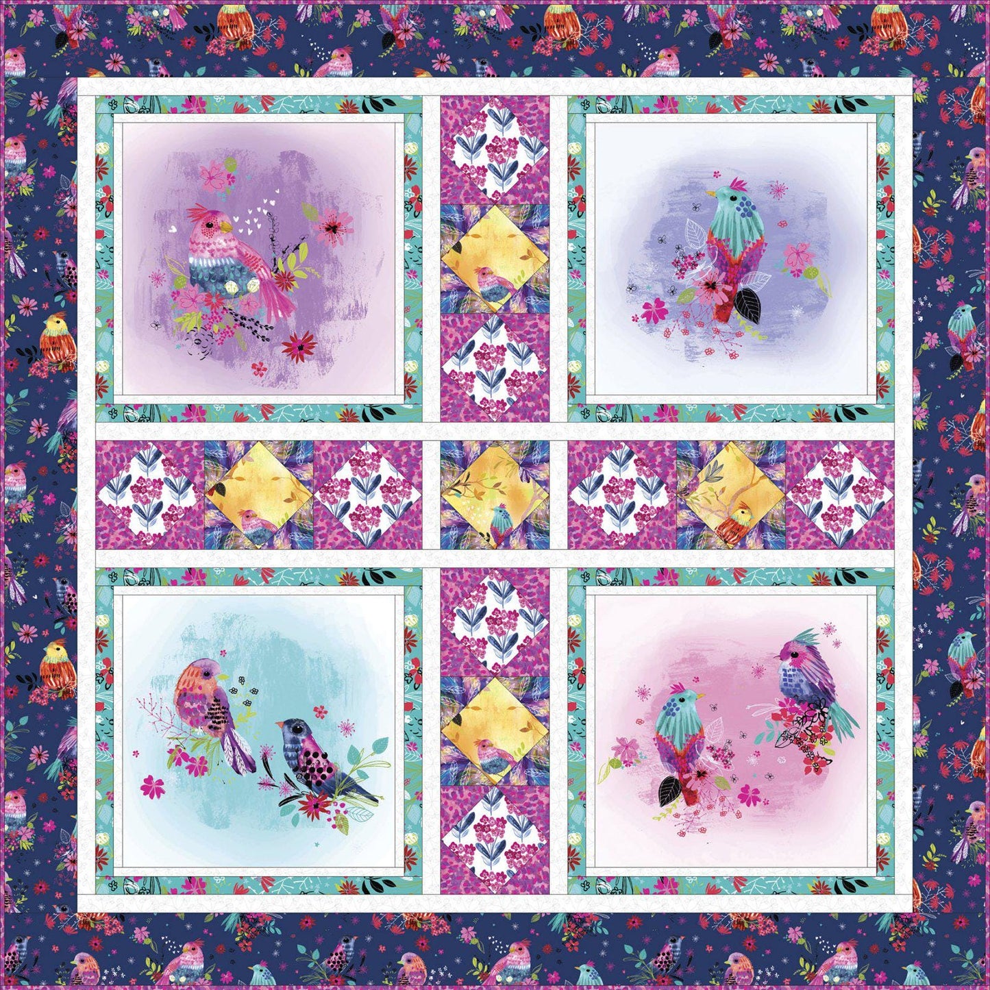 Bright Birds - 44" x 36" Panel - #14987