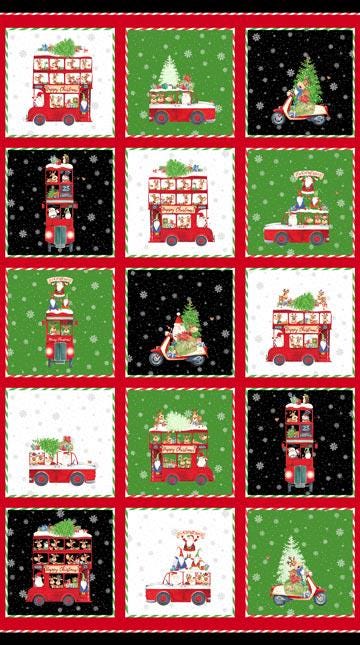 Double Decker Christmas - 24" Block Panel - 22900-99