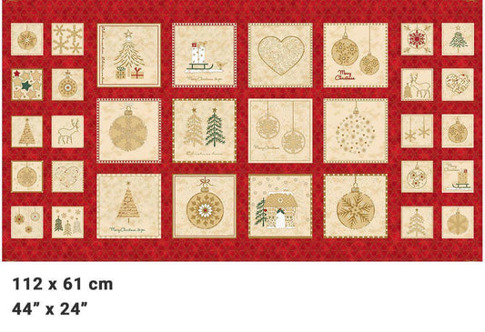 Frosty Snowflakes - Stof - 24" Block Panel (Red) - #4595-483