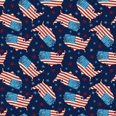 Liberty for All - Tossed USA Map Blue - #655-78