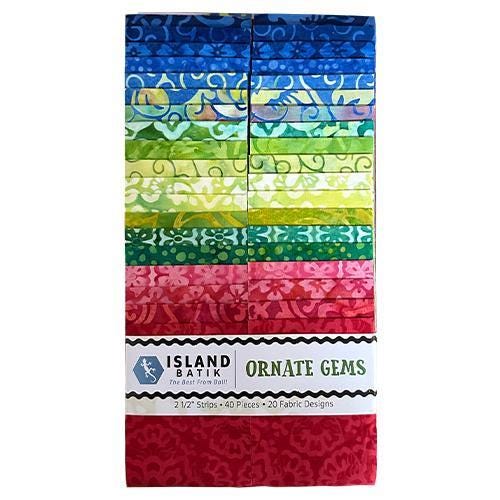 Ornate Gems Batik 2 1/2" Strips Bundle of 40 from Island Batik