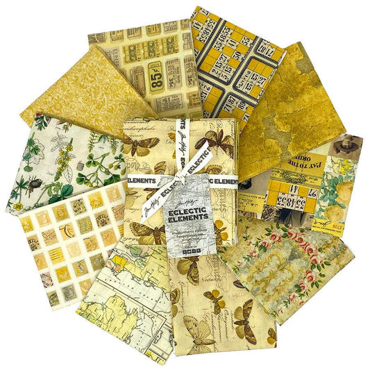 Tim Holtz Yellow Palette Collection - Fat Qtr Bundle of 10 and/or Villa Rosa "Butterfield"