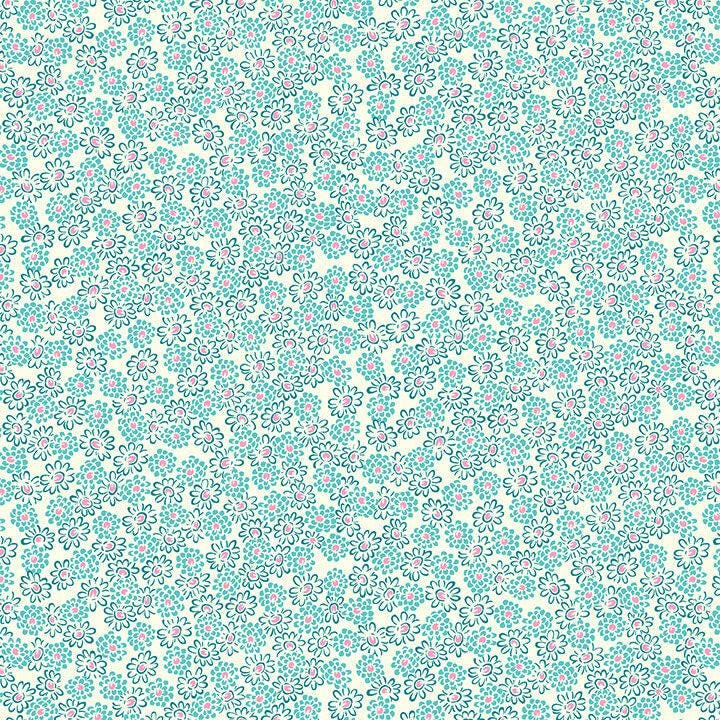 Nana Mae V - Aqua Spaced Small Floral - #9691-62