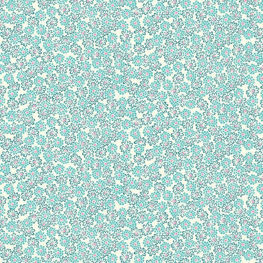 Nana Mae V - Aqua Spaced Small Floral - #9691-62
