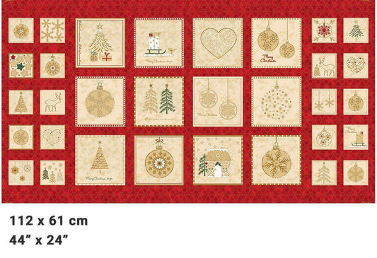 Frosty Snowflakes - Stof - 24" Block Panel (Red) - #4595-483