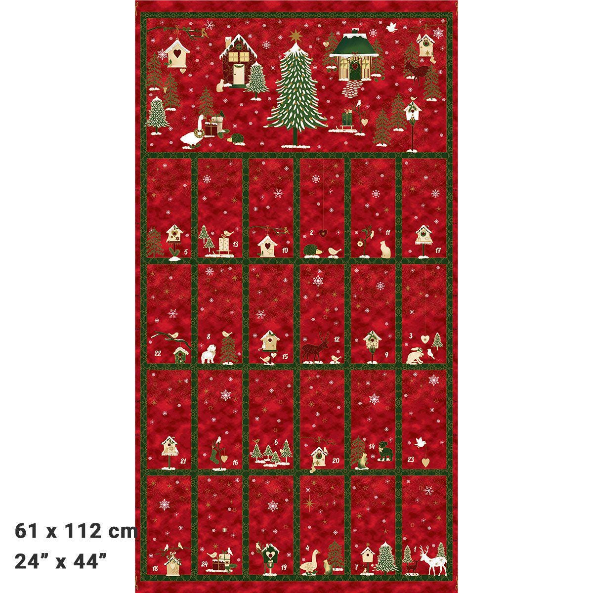 Frosty Snowflake - Stof - 24" Advent Panel (Red) - #4595-484