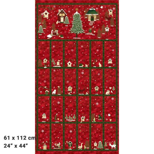Frosty Snowflake - Stof - 24" Advent Panel (Red) - #4595-484