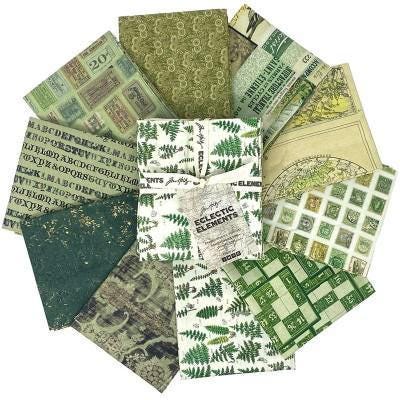 Tim Holtz Green Color Palette - Fat Qtr Bundle of 10 and/or Villa Rosa "Limerick"