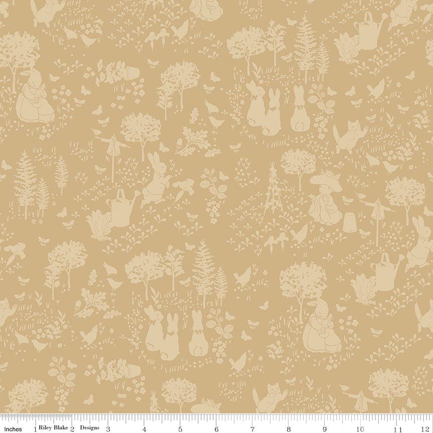Peter Rabbit and Benjamin Bunny - Tonal Garden Tan #17251