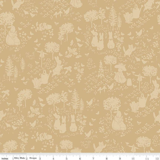 Peter Rabbit and Benjamin Bunny - Tonal Garden Tan #17251