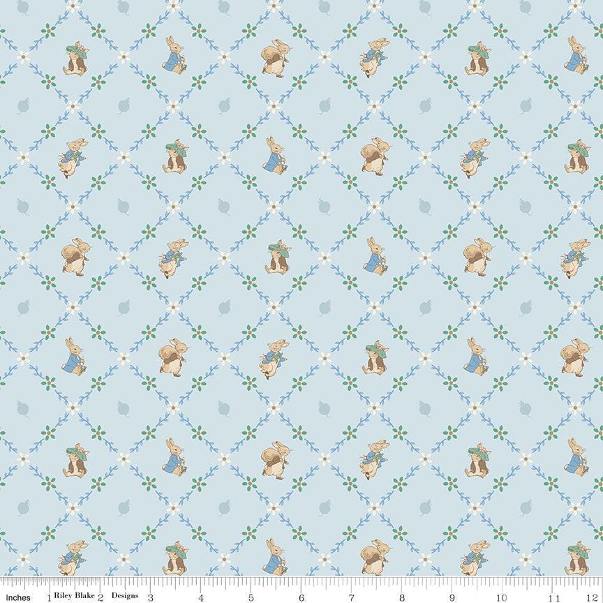Peter Rabbit and Benjamin Bunny - Lattice Blue #17254 Blue