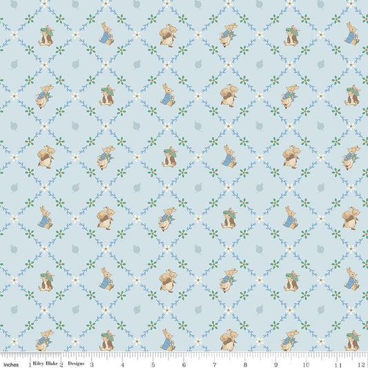 Peter Rabbit and Benjamin Bunny - Lattice Blue #17254 Blue