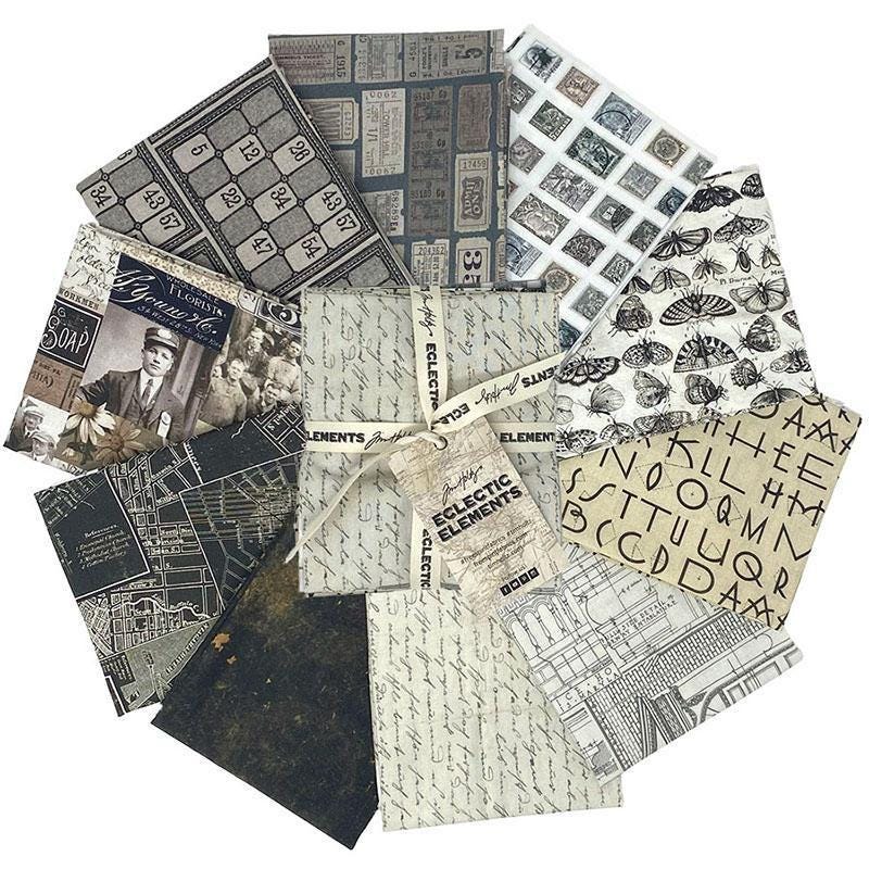 Tim Holtz Charcoal Palette Collection - Fat Qtr Bundle of 10