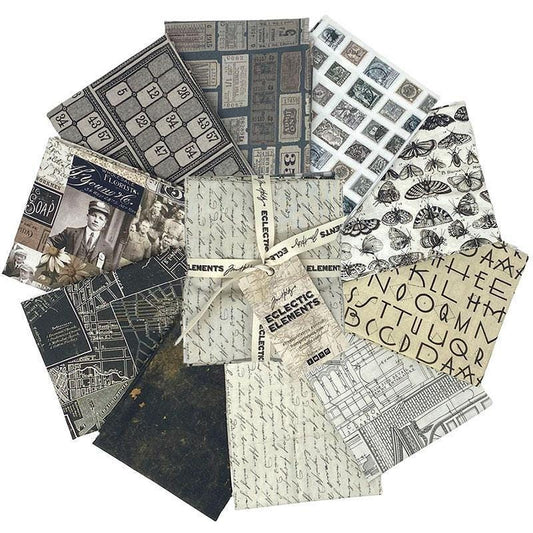 Tim Holtz Charcoal Palette Collection - Fat Qtr Bundle of 10