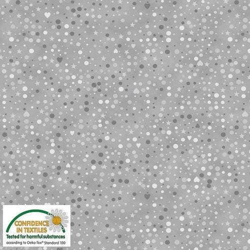 Star Sprinkles by Stof - Grey Silver - Hearts, Dots & Stars #906
