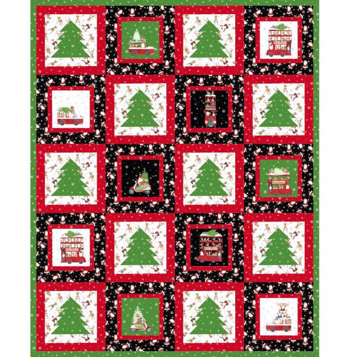 Double Decker Christmas - 24" Block Panel - 22900-99