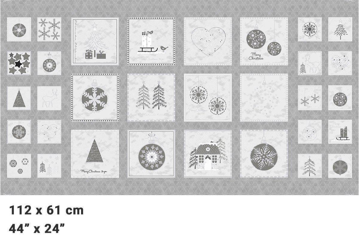 Frosty Snowflakes - Stof - 24" Block Panel (Silver) - #4595-984