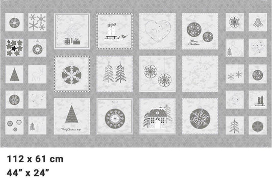 Frosty Snowflakes - Stof - 24" Block Panel (Silver) - #4595-984