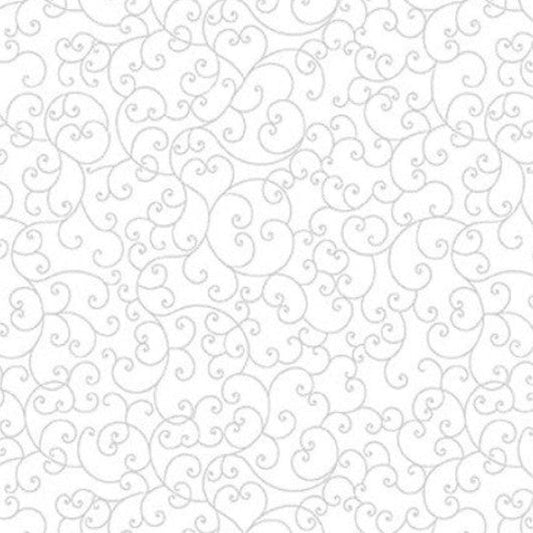 Last Chance - Morning Mist IX White on White Tonal- Swirls #4323 1 yd 16"