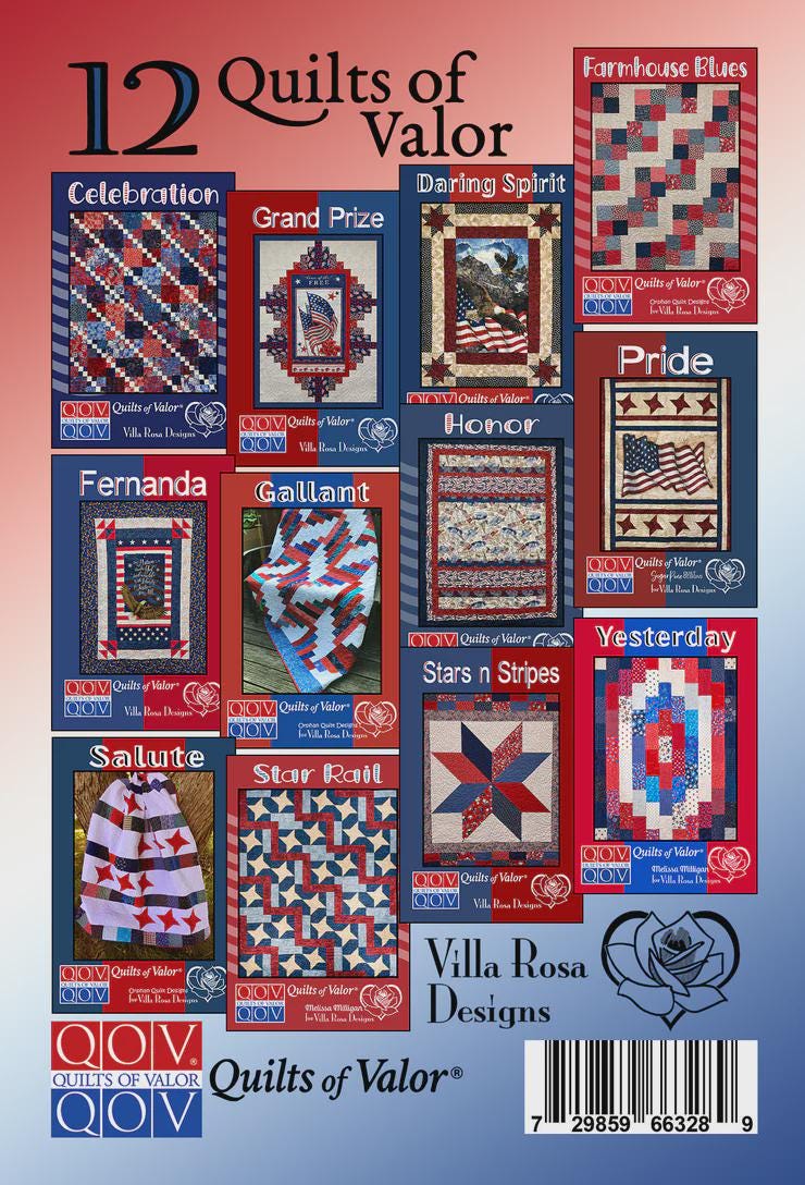 Villa Rosa Pattern Card-12 Quilts of Valor