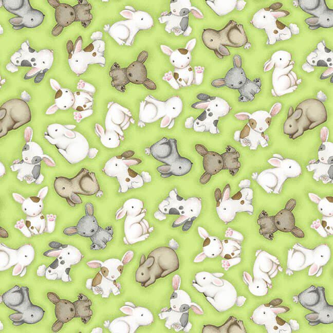 Clearance Farm Babies - Tossed Bunnies on Green #55666